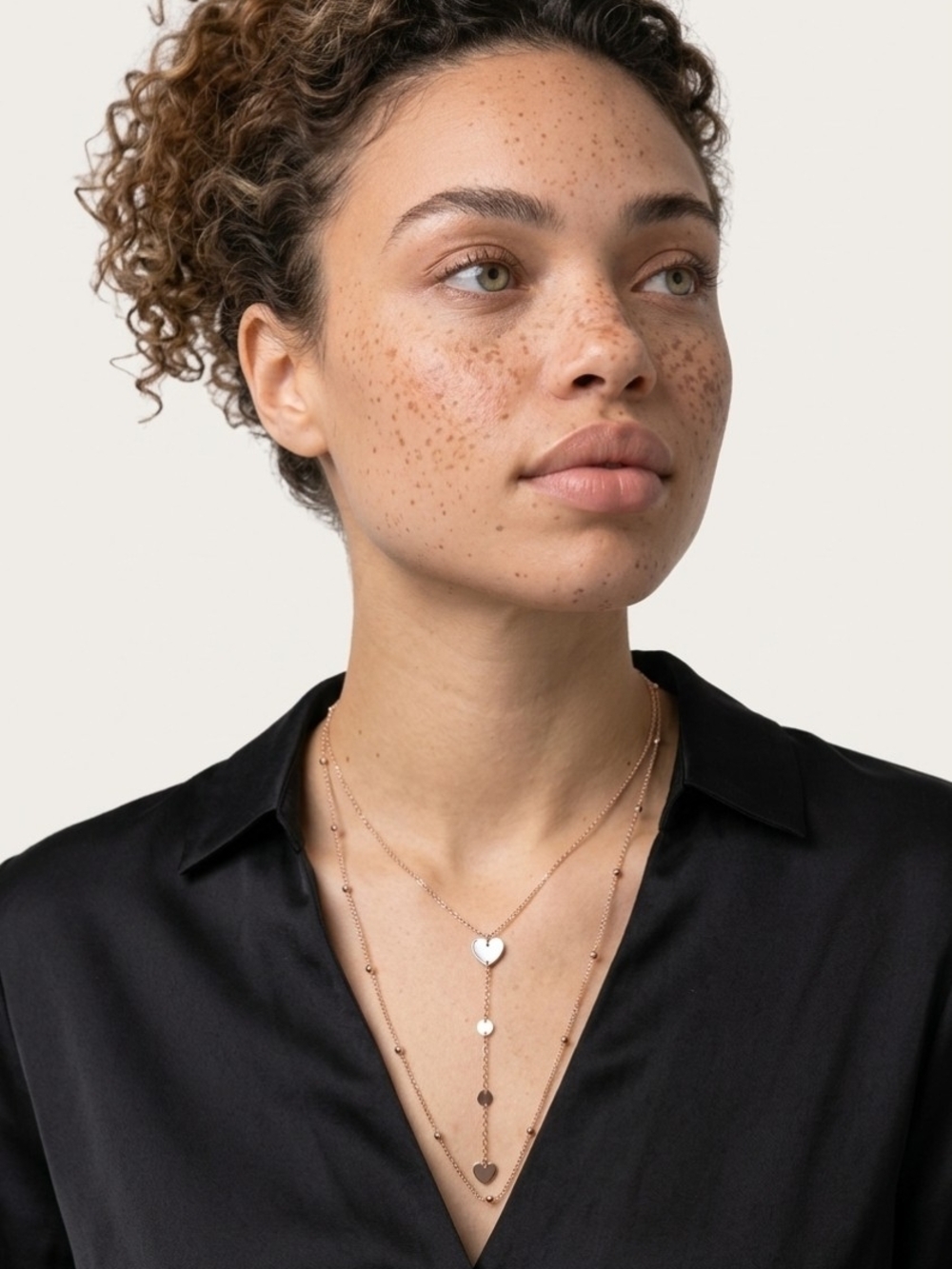 Gold Tone Layered Heart Pendant Necklace - Women Jewelry